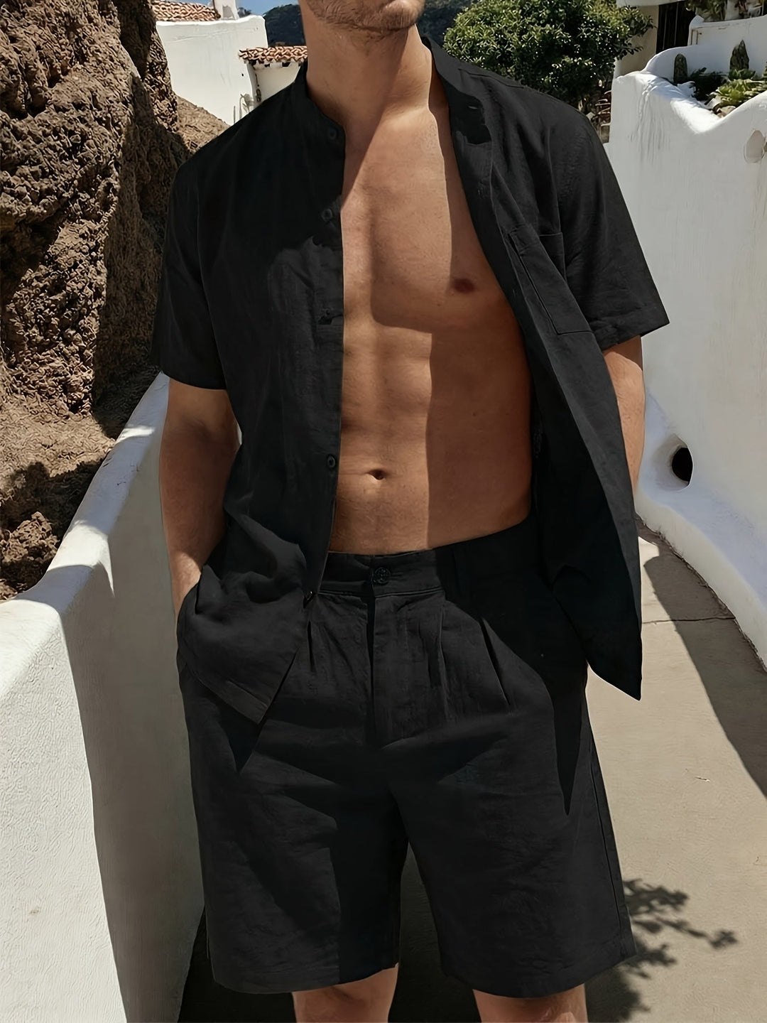 BUTTONED SHORTS SET FOR MEN