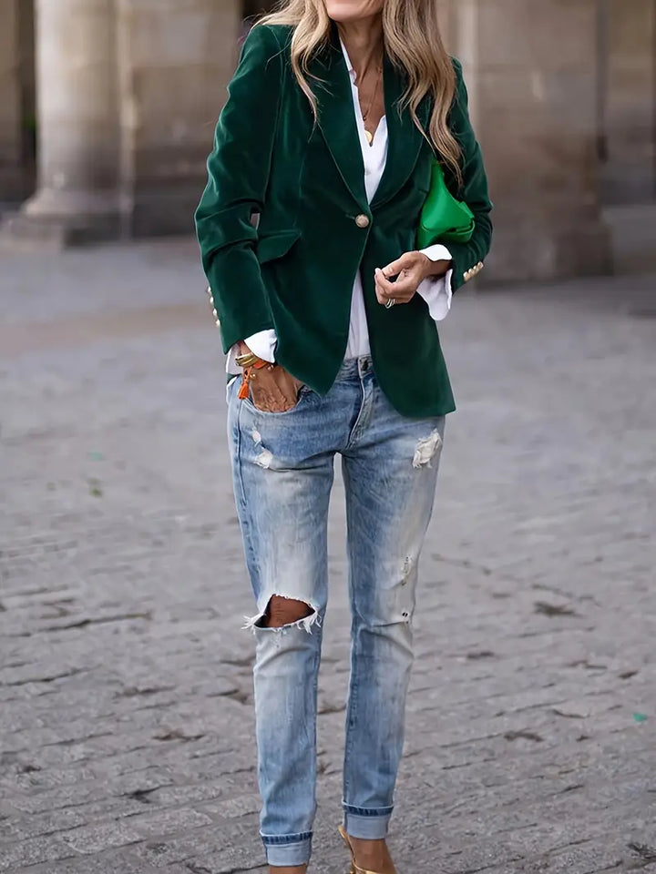 BEAUMONT NICE | BLAZER EN AJUSTÉ AVEC BOUTONS DORÉS POUR FEMMES