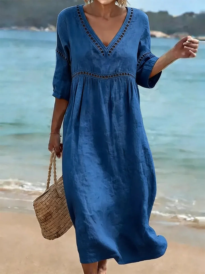 BEAUMONT NICE | CHIC ROBE MIDI À COL EN V POUR FEMMES