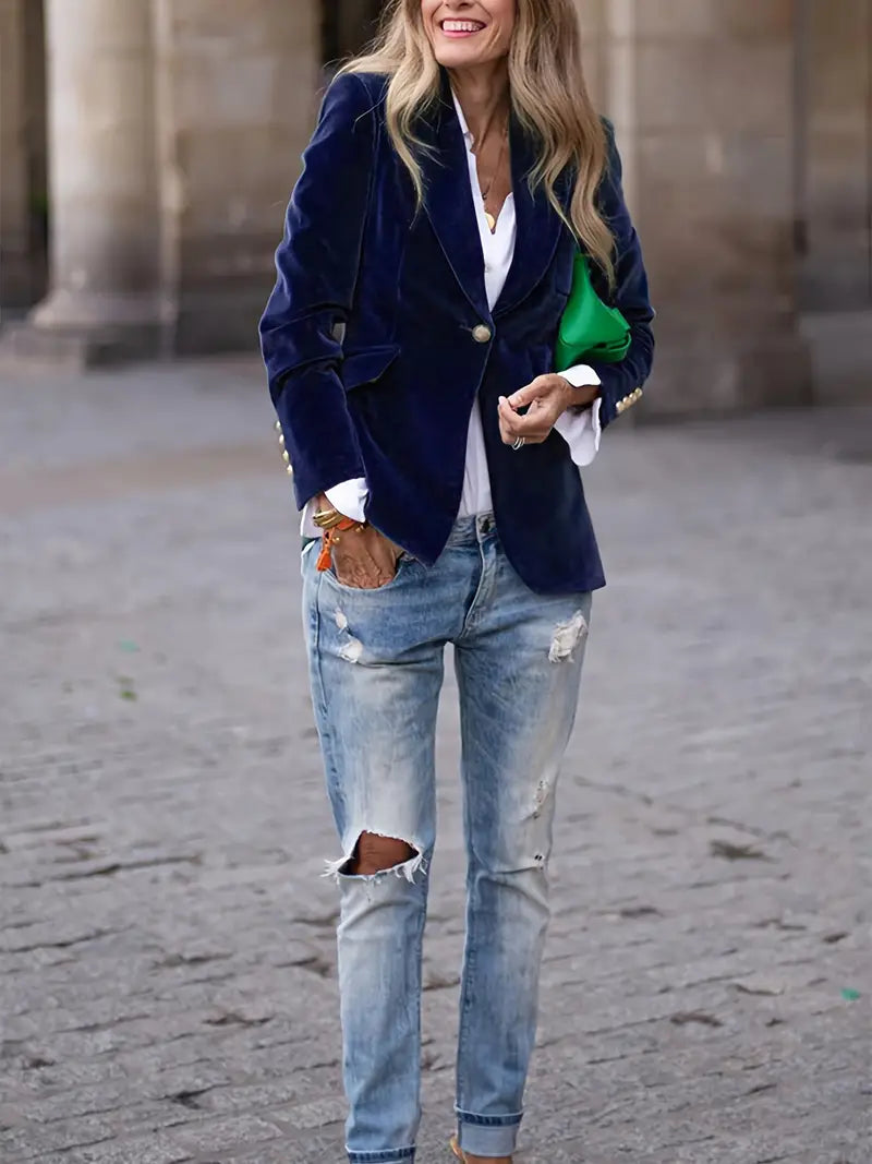 BEAUMONT NICE | BLAZER EN AJUSTÉ AVEC BOUTONS DORÉS POUR FEMMES