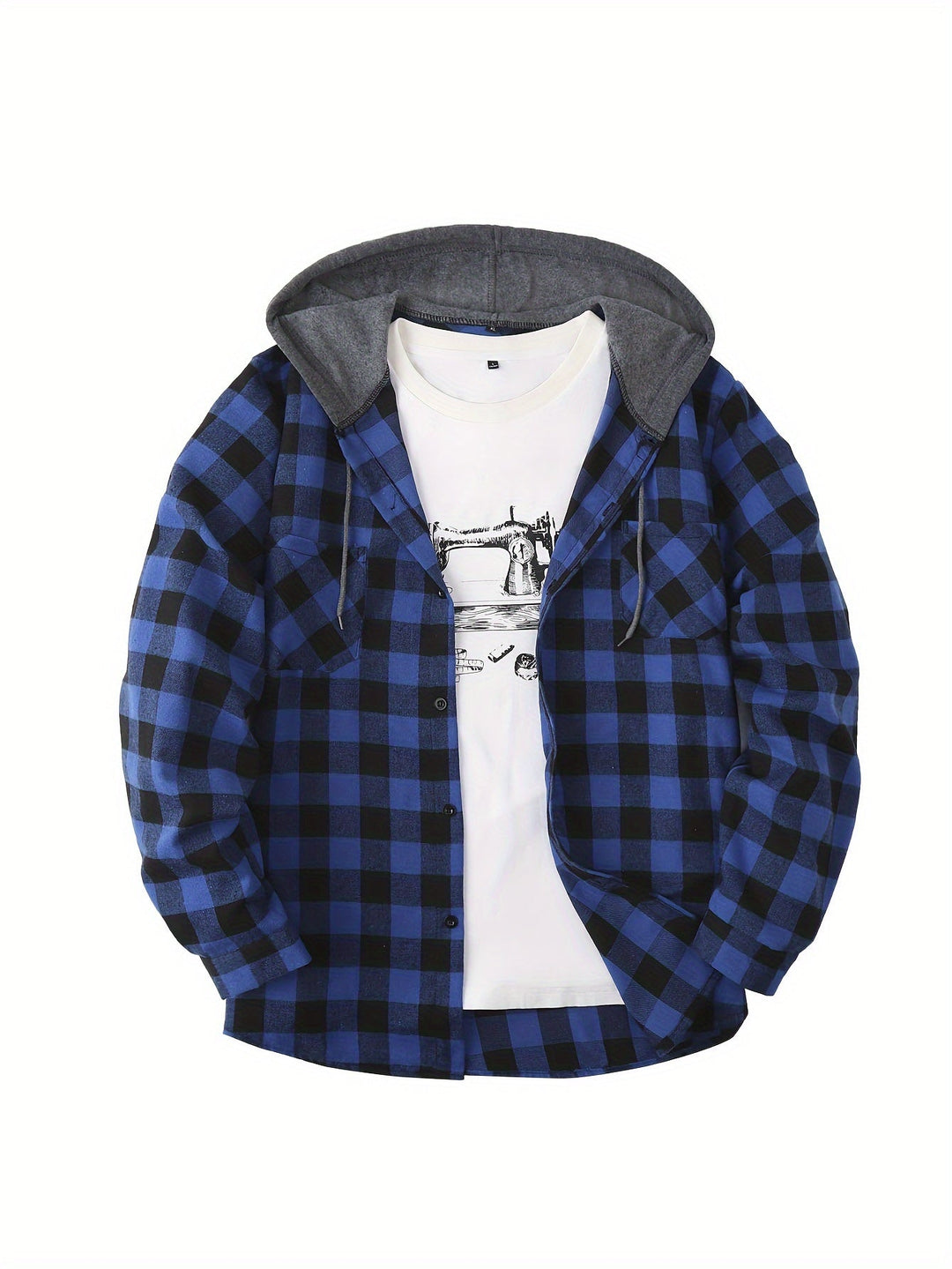 PLAID HOODED SHIRT FOR MEN
