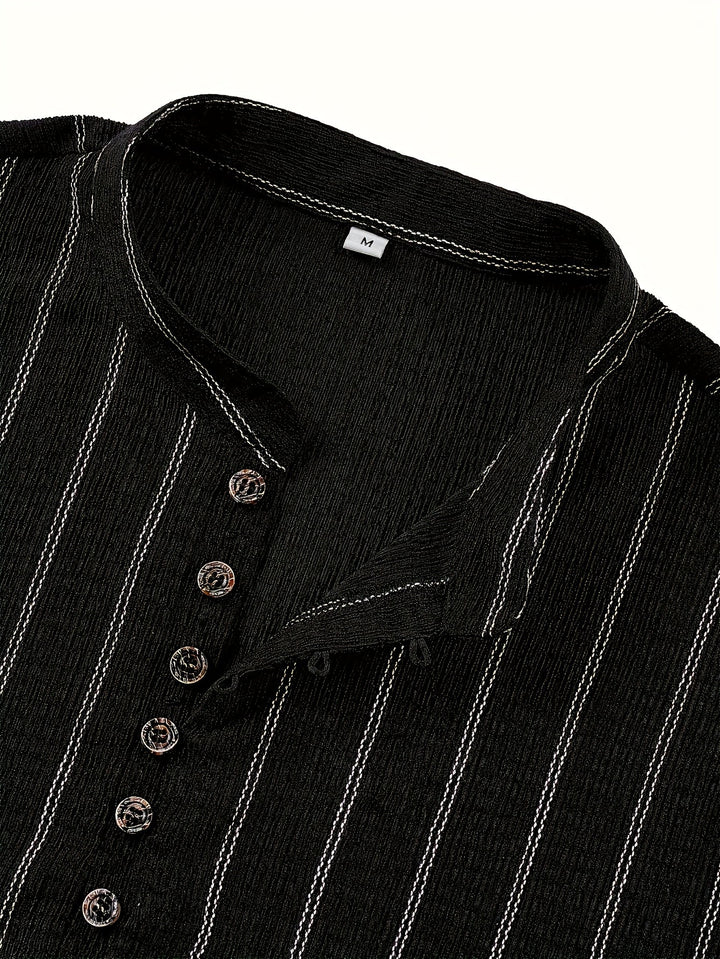 STRIPED KNIT HENLEY FOR MEN