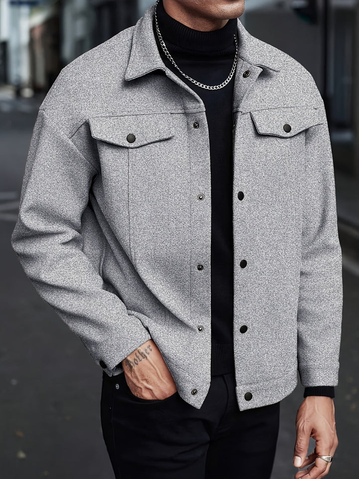 LAPEL POLYESTER JACKET FOR MEN
