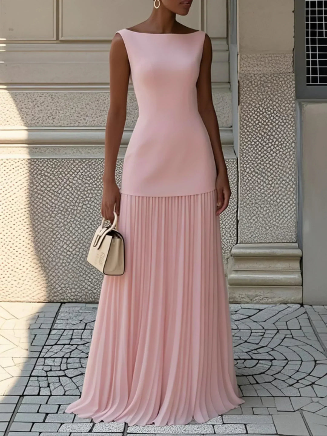 BEAUMONT NICE | ROBE LONGUE SANS MANCHES À PLIS POUR FEMMES