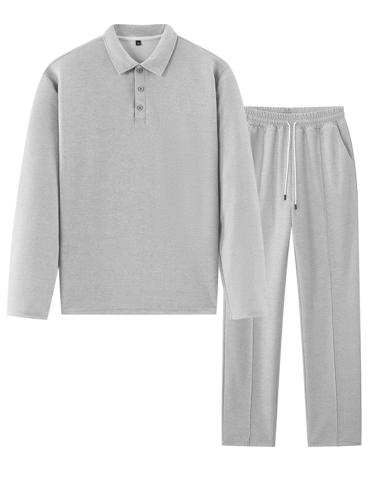 SOLID KNIT TWO-PIECE SET FOR MEN