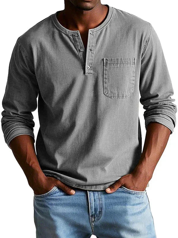 LONG SLEEVE HENLEY SHIRT FOR MEN
