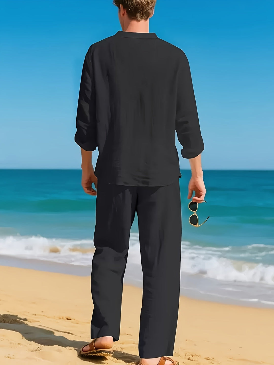 V-NECK LINEN SET FOR MEN