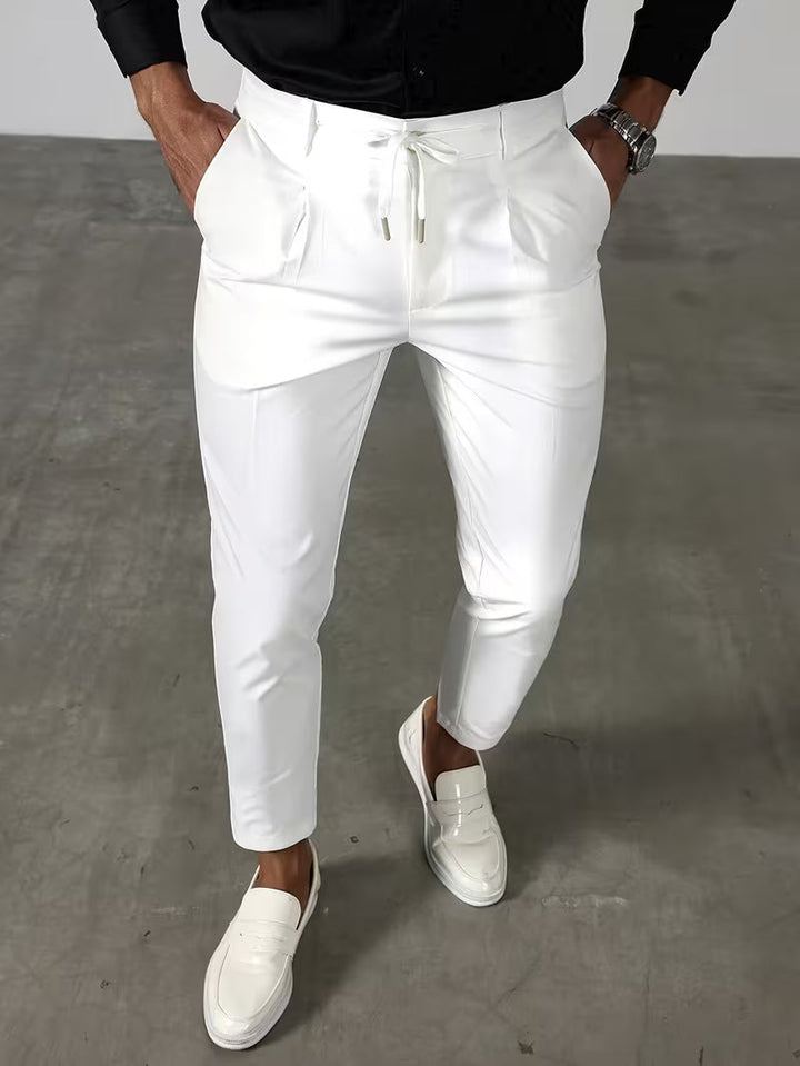 PLEATED TAPERED ANKLE TROUSERS FOR MEN