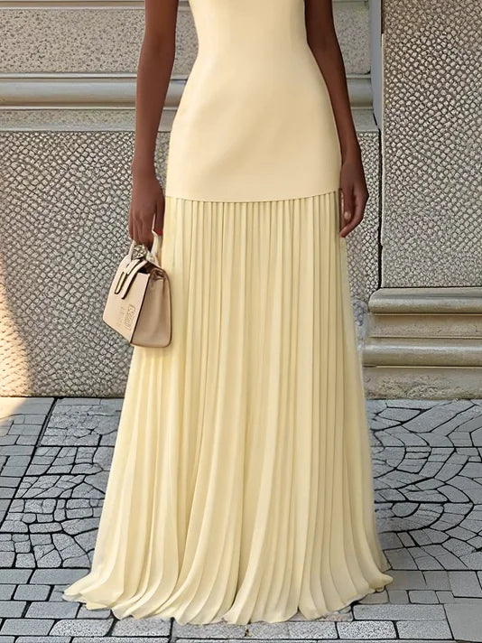 BEAUMONT NICE | ROBE LONGUE SANS MANCHES À PLIS POUR FEMMES