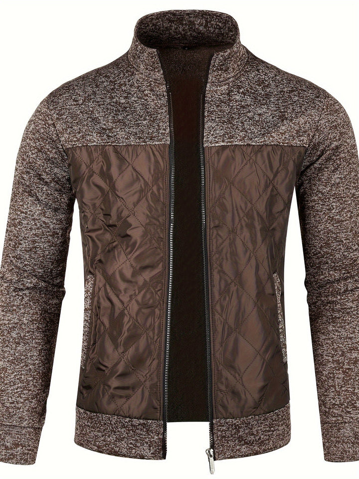 STAND COLLAR ZIP KNIT JACKET FOR MEN