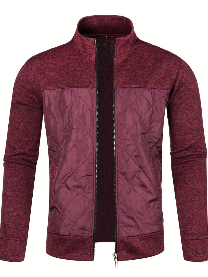 STAND COLLAR ZIP KNIT JACKET FOR MEN