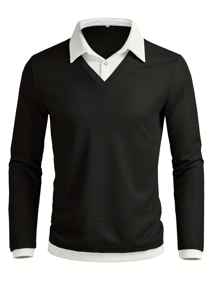 TEXTURED COLOURBLOCK POLO FOR MEN