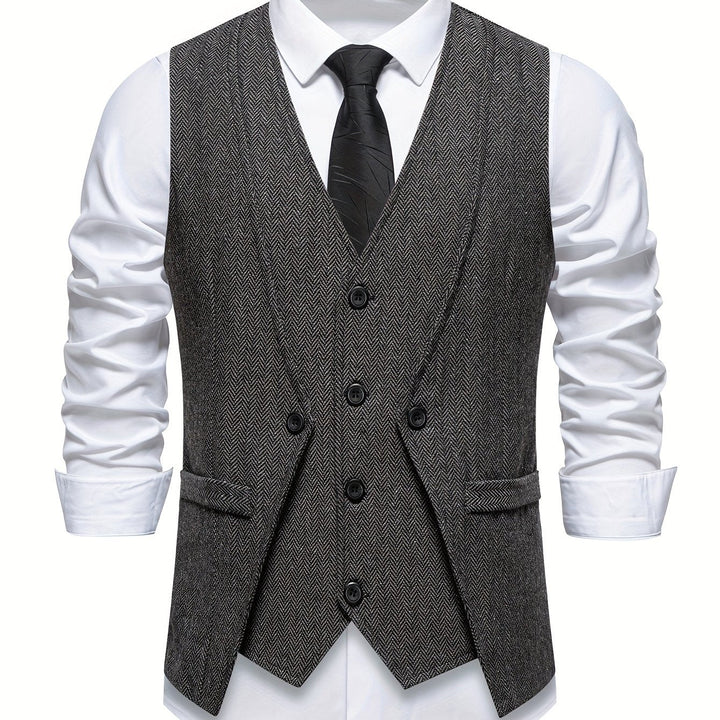 V NECK BUTTON VEST FOR MEN
