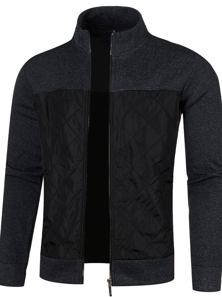 STAND COLLAR ZIP KNIT JACKET FOR MEN