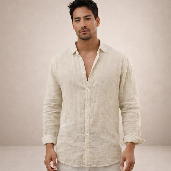 OPEN COLLAR COTTON SHIRT FOR MEN
