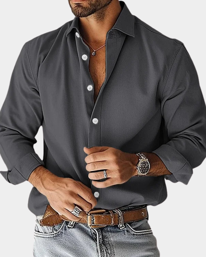 SLIM FIT STRETCH BUTTONED SHIRT FOR MEN