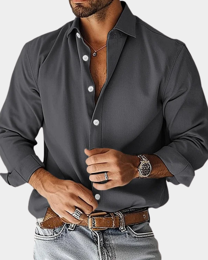 SLIM FIT STRETCH BUTTONED SHIRT FOR MEN