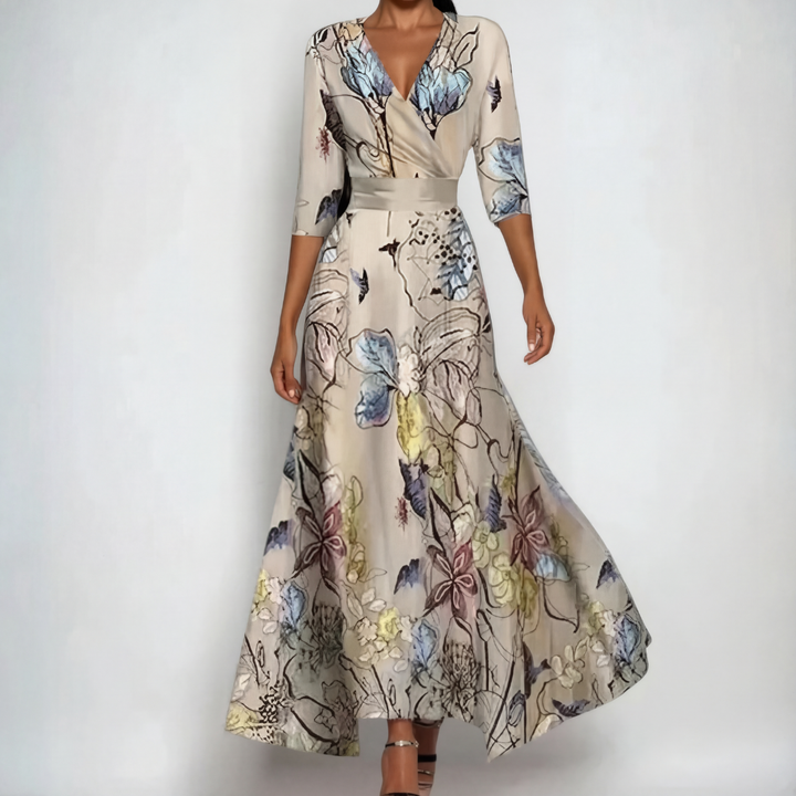 BEAUMONT NICE | ROBE MIDI CACHE-CŒUR À COL EN V POUR FEMMES