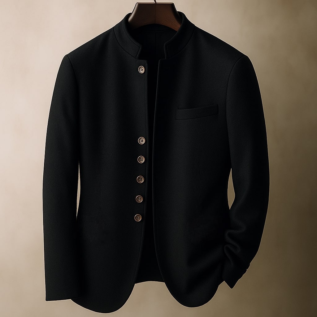WOOL JACKET WITH STRAIGHT COLLAR
