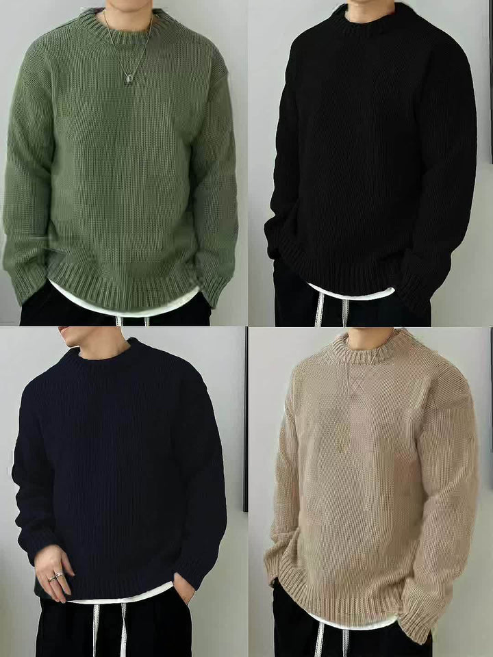SOLID KNIT CREWNECK SWEATER FOR MEN