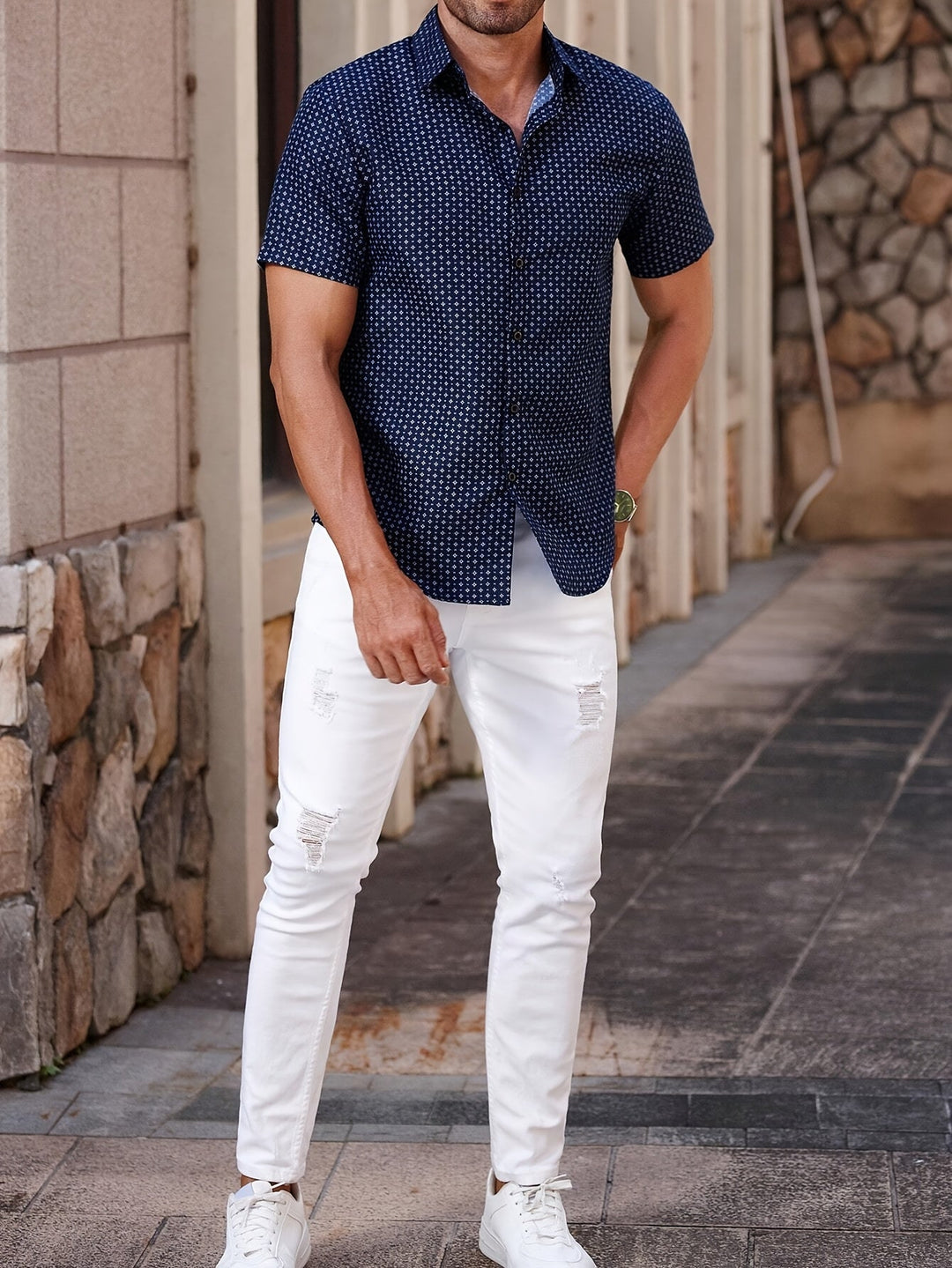 GEOMETRIC CASUAL SHIRT FOR MEN