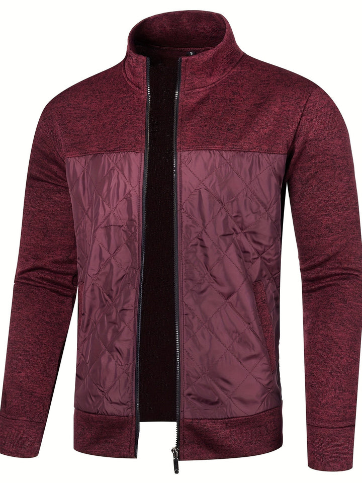 STAND COLLAR ZIP KNIT JACKET FOR MEN