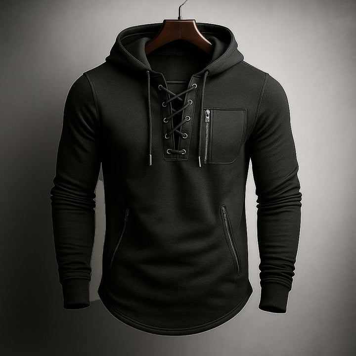 LACE-UP KNIT HOODIE FOR MEN
