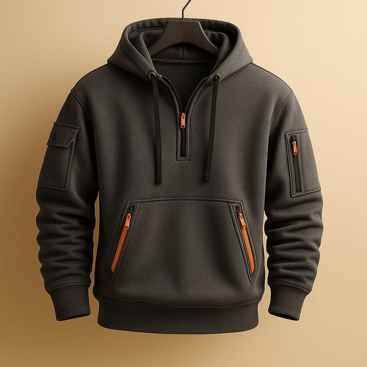 HALF-ZIP FLEECE HOODIE FOR MEN
