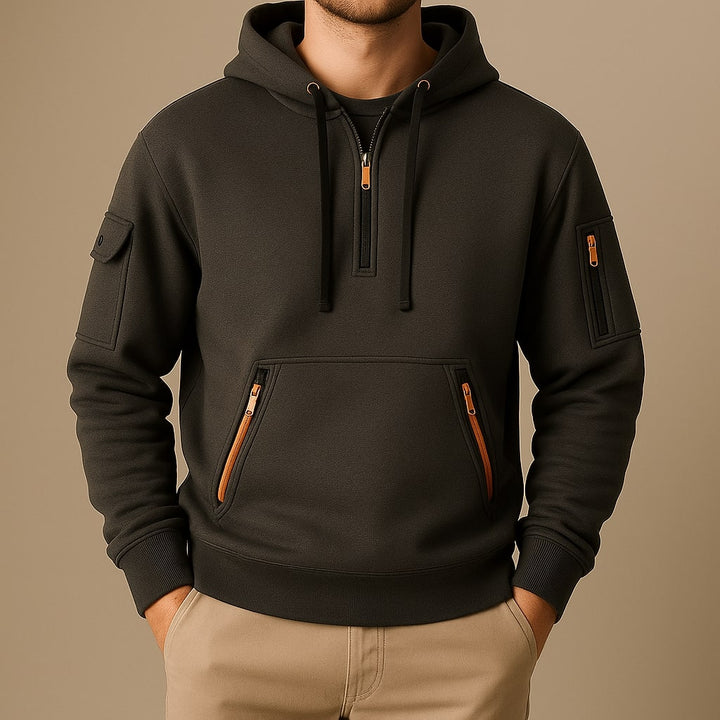 HALF-ZIP FLEECE HOODIE FOR MEN
