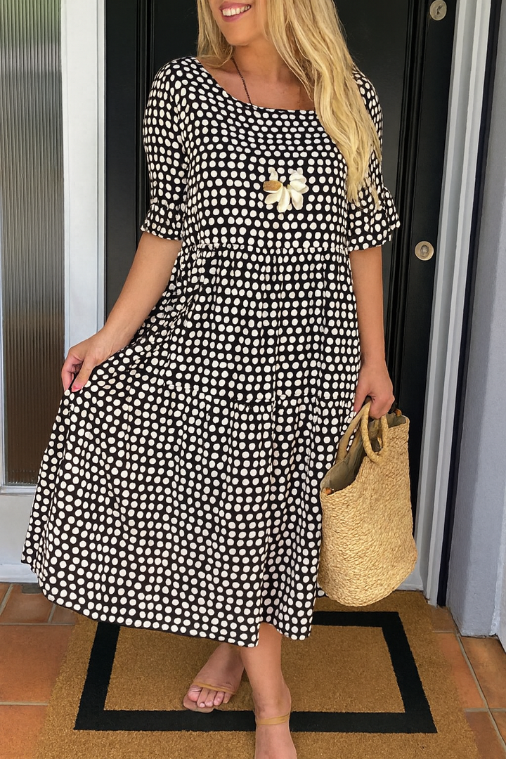 BEAUMONT NICE | ROBE MIDI ÉLÉGANTE À MANCHES COURTES POUR FEMMES
