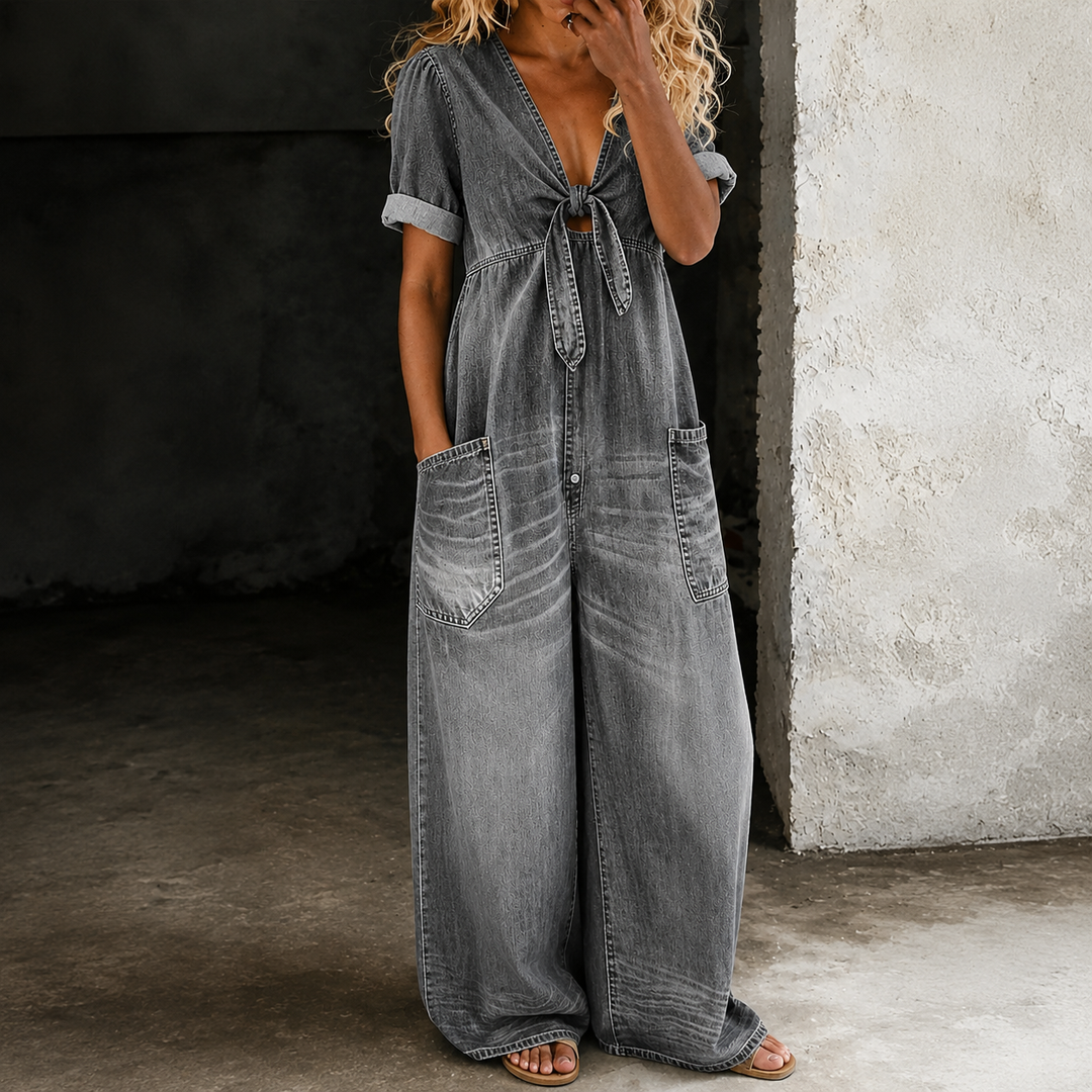 BEAUMONT NICE | SALOPETTE EN DENIM À JAMBES LARGES POUR FEMMES