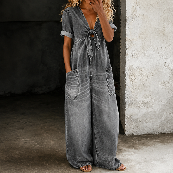 BEAUMONT NICE | SALOPETTE EN DENIM À JAMBES LARGES POUR FEMMES