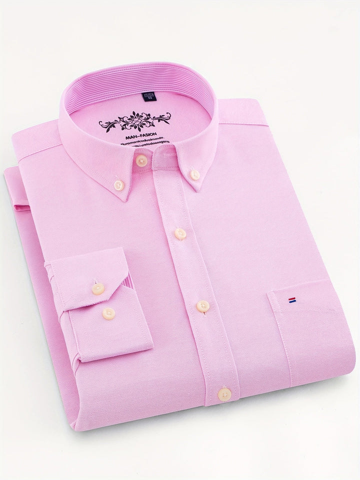 SOLID LAPEL POCKET SHIRT FOR MEN