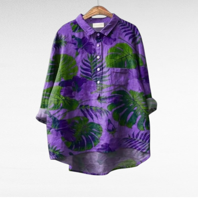 BEAUMONT NICE | BLOUSE FEUILLES TROPICALES POUR FEMMES