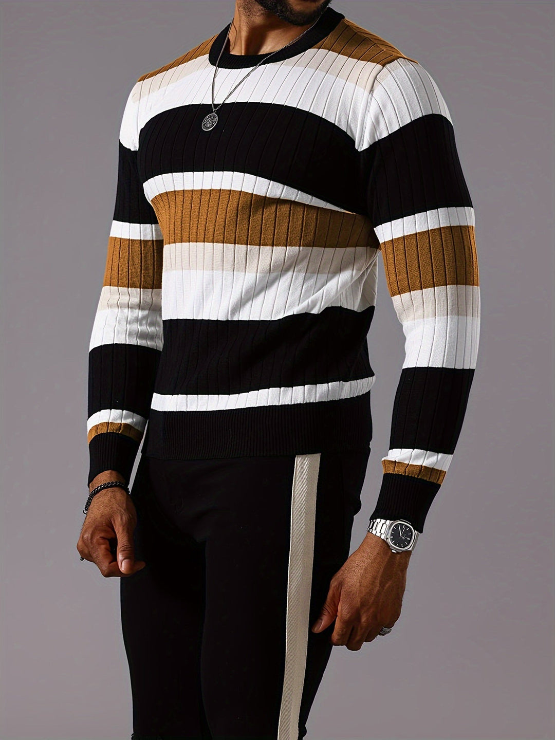 COLORBLOCK RIB-KNIT SWEATER FOR MEN