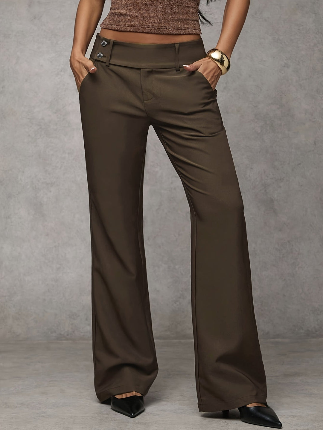 BEAUMONT NICE | CHIC PANTALONS FLUIDES À TAILLE MOYENNE POUR FEMMES