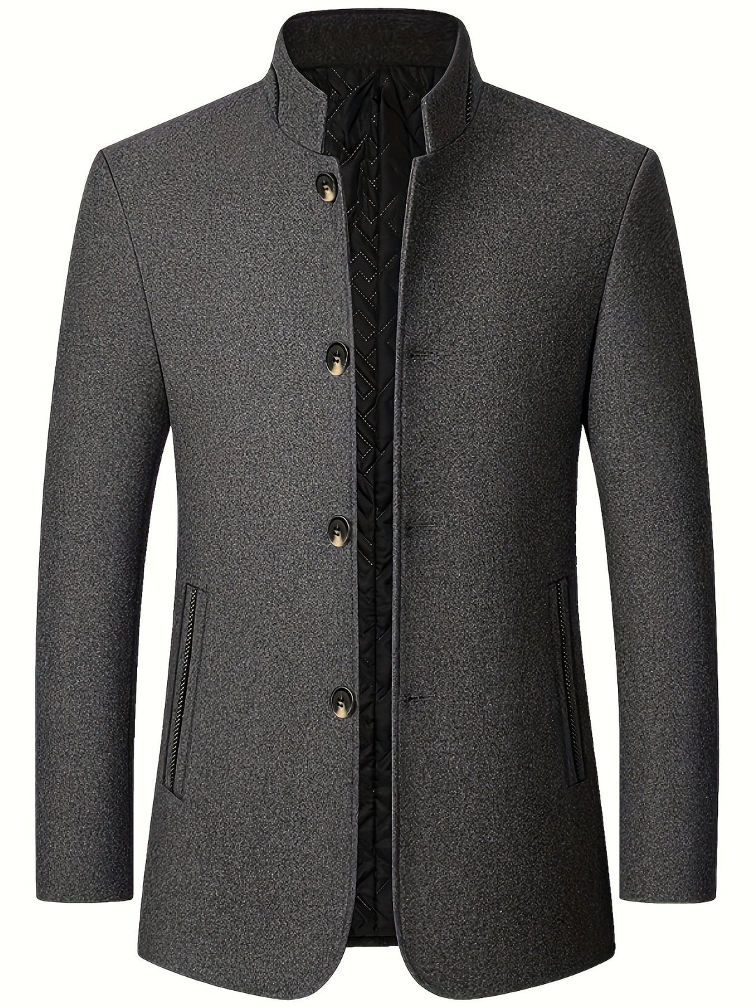 STAND COLLAR TWEED JACKET FOR MEN