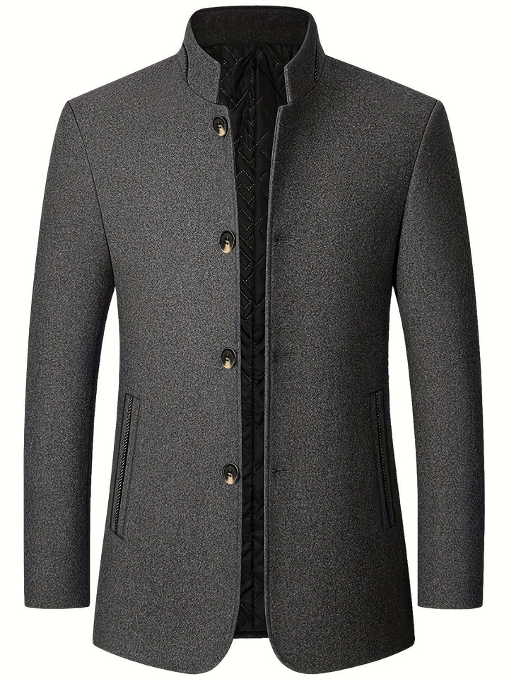 STAND COLLAR TWEED JACKET FOR MEN