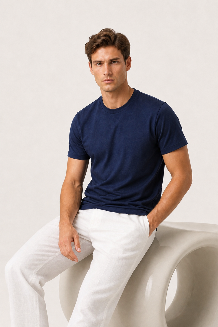 MERCERIZED COTTON TEE FOR MEN