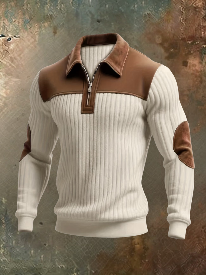 RIBBED HALF-ZIP POLO FOR MEN