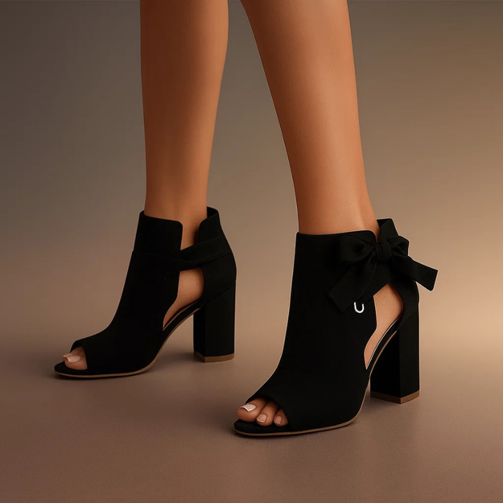 BEAUMONT NICE | TALON BLOC PEEP-TOE EN DAIM POUR FEMME