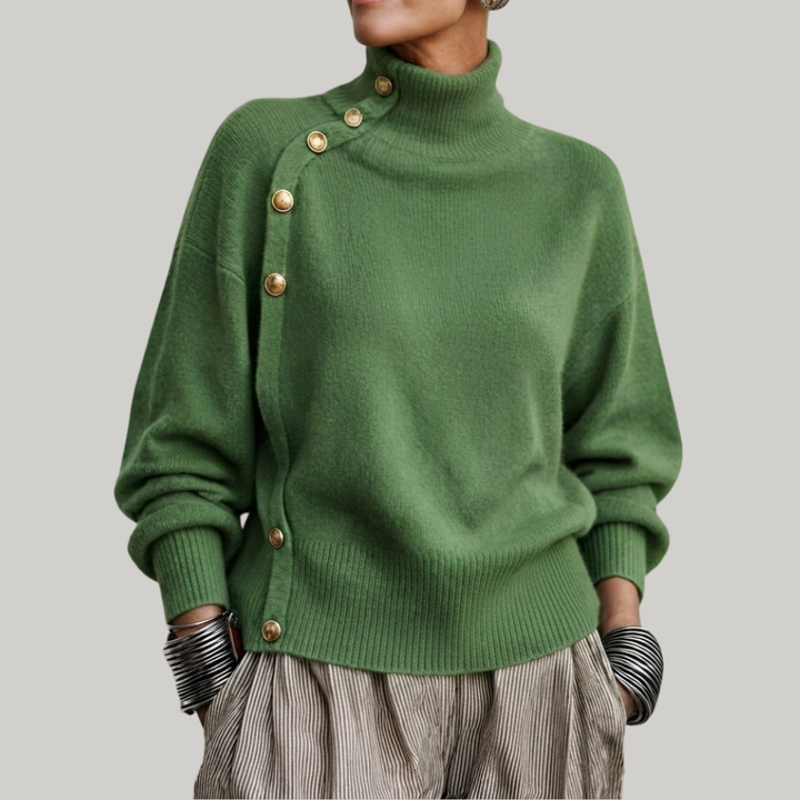 BEAUMONT NICE | PULL COL ROULÉ BOUTONNÉ POUR FEMMES