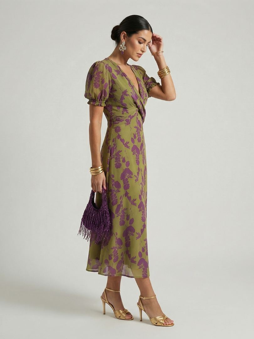 BEAUMONT NICE | CHIC ROBE MIDI FLORALE POUR FEMMES