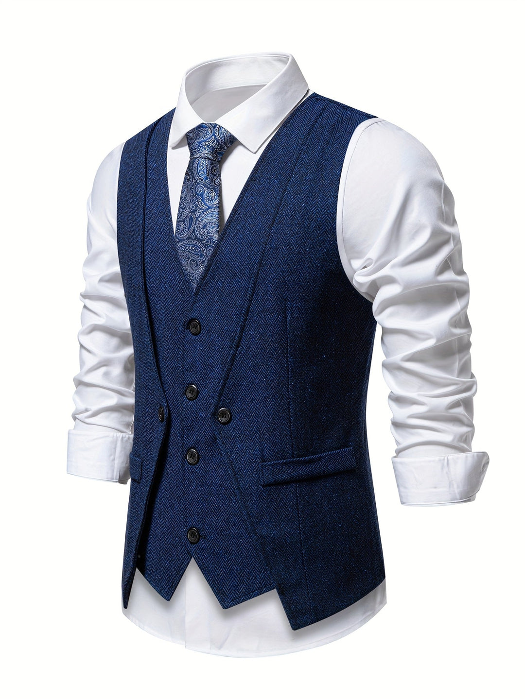 V NECK BUTTON VEST FOR MEN