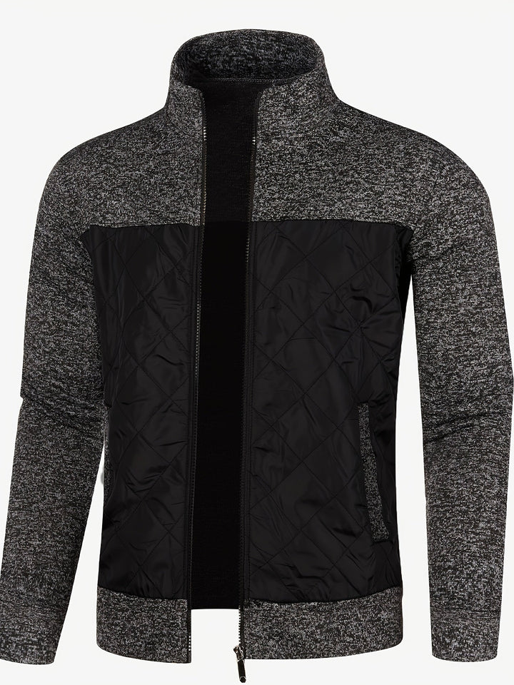 STAND COLLAR ZIP KNIT JACKET FOR MEN