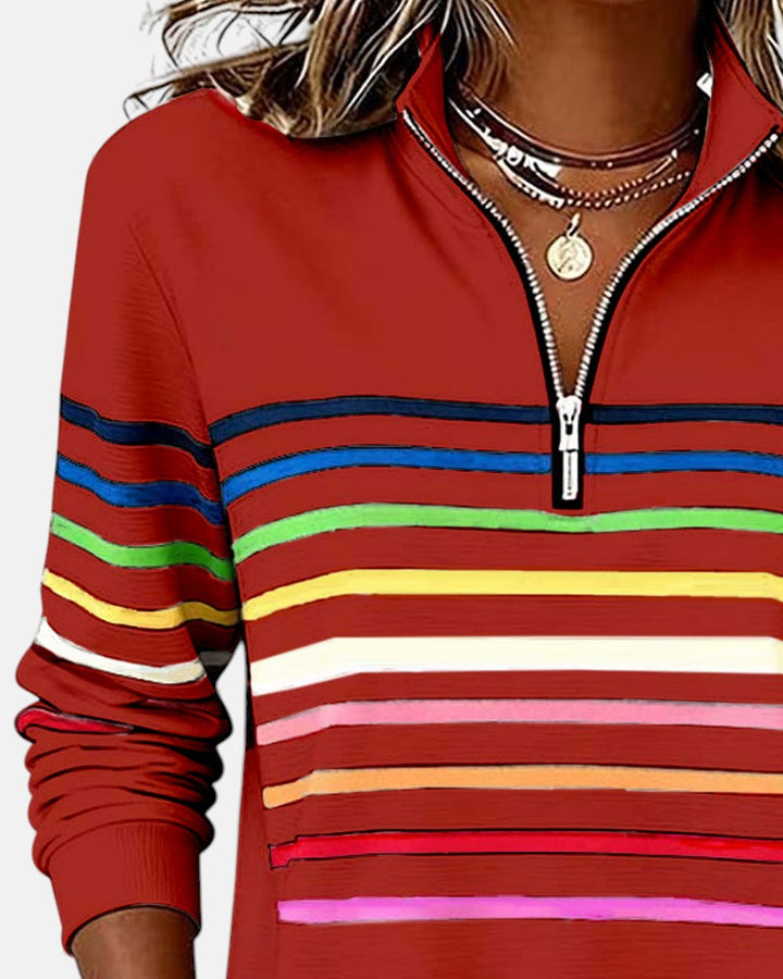 BEAUMONT NICE | PULL RAYÉ À FERMETURE ÉCLAIR POUR FEMMES