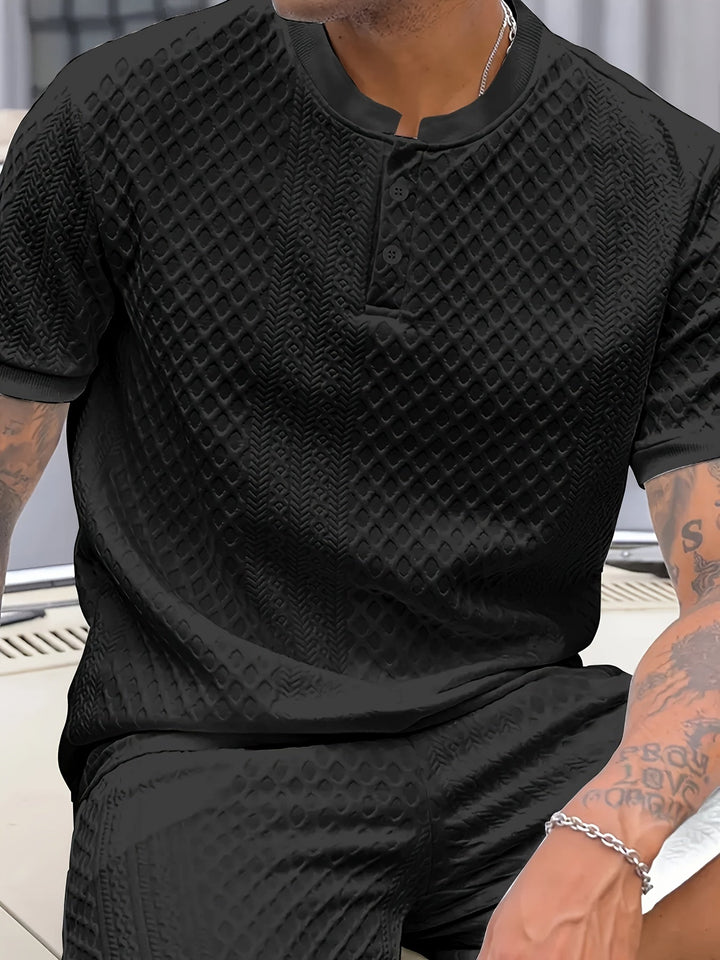 JACQUARD HENLEY POLO SHIRT FOR MEN