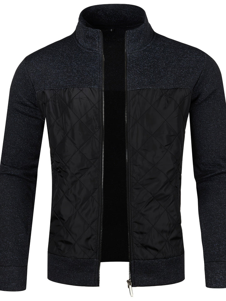 STAND COLLAR ZIP KNIT JACKET FOR MEN