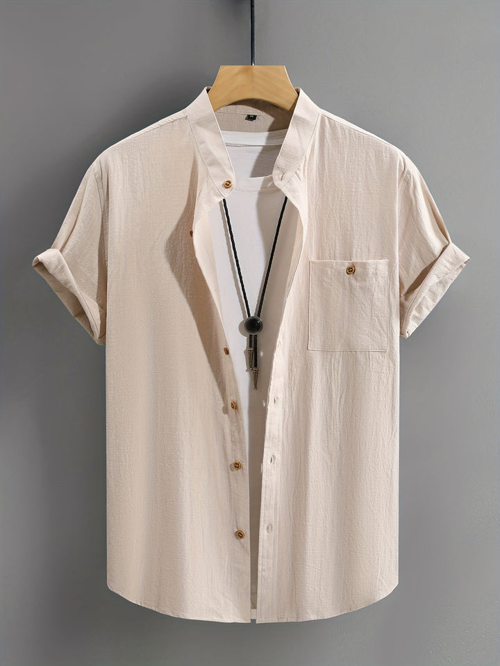 CREW NECK BUTTON SHIRT FOR MEN