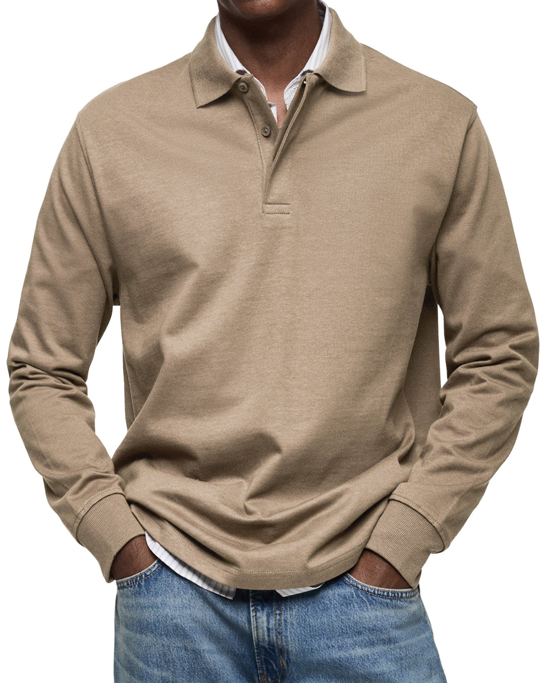 REGULAR FIT LONG SLEEVE POLO SHIRT FOR MEN